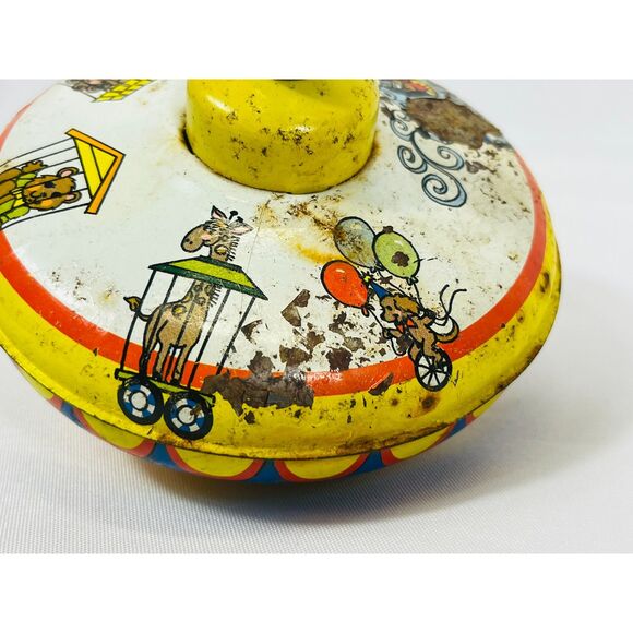 Vintage 1940s/50s Ohio Art Spinning Top Circus Train Childrens Toy - Picture 5 of 8